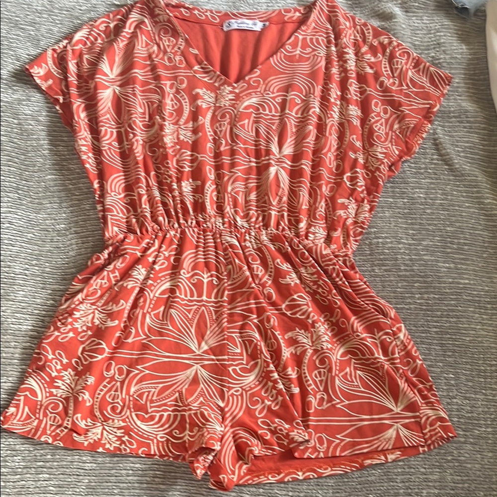 Coral Patterned Romper
